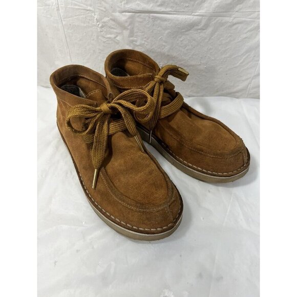 Free People Ashton Ankle Soft Suede Lace Booties Shoes tan size 8 - Picture 15 of 16